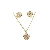 Ensemble collier fleur creux et boucles micro pavé luxe léger unique femme, colliers pendentifs mode en gros