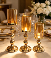 Porte-bougie Hurricane, élégant chandelier à tige haute, bougie pilier en option, taille et finition personnalisables pour table de mariage et décoration intérieure
