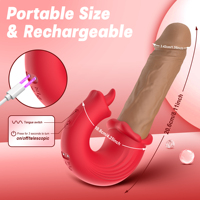 Heißer Zungen-Vibrator mit 10 Stoß- und Leckmodi, G-Punkt und Klitoris-Stimulation, Silikon-Dildo, USB-Aufladbar, 100% Wasserdicht, 40dB