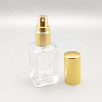 Bouteille de parfum rectangulaire de 10ml en or récipient de voyage rechargeable avec pulvérisateur à pompe petite bouteille testeur vide avec col à vis