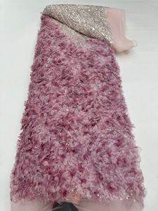 NI.AI 新款串珠蕾丝，刺绣3D花朵，珍珠网蕾丝面料，用于婚纱材料 - Product Image 3