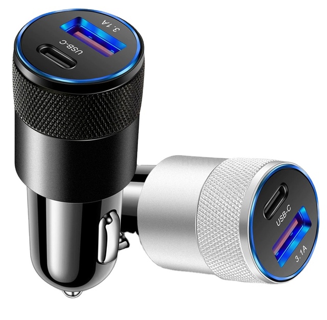 Wholesale USB Mini Car Charger Aluminum Alloy 38W 15W Car Charger with PD QC3.0 Power Supply Adapter 2 Ports Quick Charging Plug