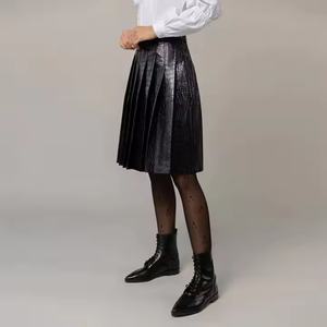 Nuevas llegadas: Faldas de cuero de talle alto para mujer, moda de verano, falda midi acampanada con cremallera, elegante falda de PU para mujer - Product Image 3