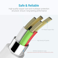 Câble de charge USB de haute qualité, écologique, 5V 1A, 8 broches/Micro/Type C, en cuivre étamé, TPE, pour écouteurs intelligents Android/iOS