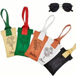 Estuche para Gafas de Sol de Cuero PU con Diseño Clásico de Bloques de Color, Personalizado, Impermeable, Suave, con Correa, Recuerdos Creativos para Bodas - Product Image 1