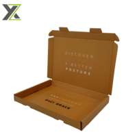 Boîte d'expédition en carton ondulé noir, petite, avec logo imprimé personnalisé, finition mate, recyclable, auto-assemblable