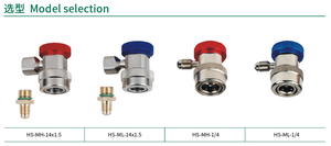 Adaptateur de raccordement rapide pour réfrigérant HVAC HONGSEN R134a, outil à valve en laiton HS-ML-1/4 HS-MH-1/4 1/4SAE M14*1.5 - Product Image 6
