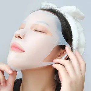 Máscara facial de silicone reutilizável, ferramentas verdes para cuidados com a pele e ferramentas