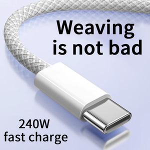 Cable de Carga Trenzado de 2 Metros y 240 W de Tendencia, Tipo C a Tipo C, Cable de Datos de Carga Rápida de 240 W para <span class=keywords><strong>iPhone</strong></span> 15 Pro Max, Cable <span class=keywords><strong>USB</strong></span> C - Product Image 2