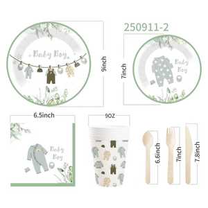 DAMAI - Vajilla Desechable para Fiesta de Revelación de Género de Bebé, Platos y Servilletas de Papel con Diseño de Equipo de Niño, Decoraciones para Baby Shower para 8 Invitados - Product Image 5