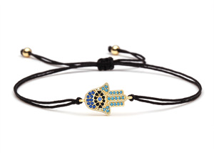 Evil Eye <strong>Red</strong> Thread Thin Silk Bracelet With Copper Micro Set Diamond Hand <strong>Hamsa</strong> Kabbalah Charm Pendant Jewelry Bracelet - Product Image 4