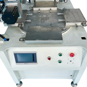 Máquina de serigrafía de regla semiautomática de tocadiscos de cuatro estaciones personalizada de fábrica para máquina de serigrafía plana de plástico - Product Image 2