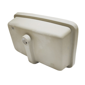 Fregadero cuadrado de cerámica empotrado minimalista con grifo de un solo orificio para encimera, ideal para balcón o área de lavado. - Product Image 2