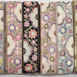 Offre Spéciale Floral brodé Vintage Style ethnique Tulle dentelle artisanat coupe bordure coloré maille broderie dentelle garniture - Product Image 1