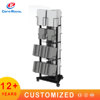 Étagère de présentation multi-niveaux sur pied en métal moderne, anti-rouille, personnalisable OEM/ODM, pour livres et objets