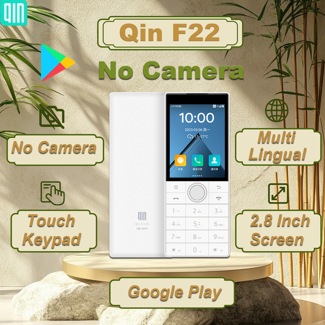 QIN F22 Mobile Phone Single Card No Camera Google Services Supported Touch Screen Keypad Elderly Privacy Protection Cell Phone