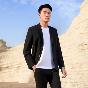 Men's Slim Fit Suit Jacket Thin Breathable Round Hem <b>Work</b> Wear - Product Image 3