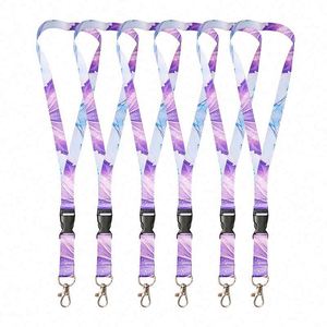Wholesale Sublimation Starry Sky Design Neck Strap Printed With Logo Satin Custom Ribbon <b>Lanyard</b> - Product Image 3