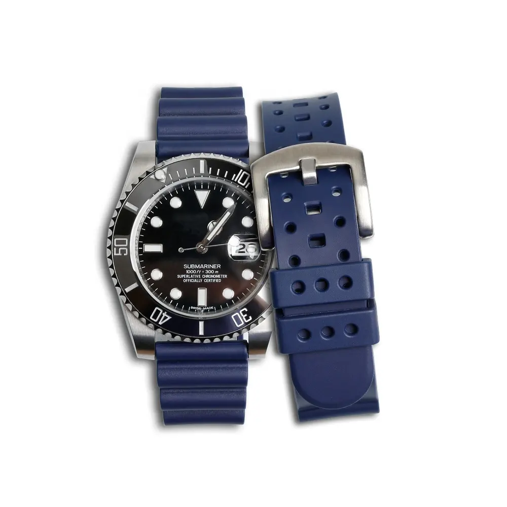 Купите синий ремешок из двух частей, силиконовый/резиновый ремешок для наручных часов, браслет для часов Panerai