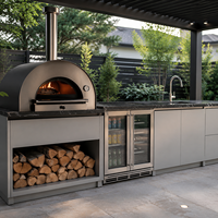 Ensemble de cuisine extérieure avec pergola, barbecue en acier inoxydable 304, évier, réfrigérateur, four à pizza, modulaire pour jardin