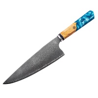 Japanse Stijl Damascus Staal Klein Keukenmes Scherp Snijden Vlees En Sushi Groenten Gemaakt Van Metaal Met Houten Handvat