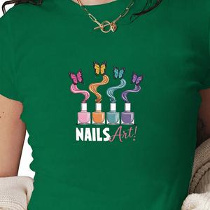 T-shirt court en tricot imprimé style Y2K pour femme, coupe slim - Product Image 1