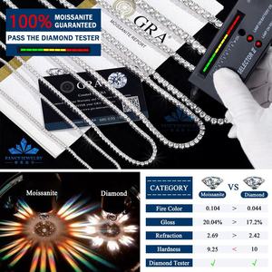 Collares de Plata de Ley 925 con Moissanita VVS de Color D de 2mm-6mm, Cadenas de Tenis de Moissanita Estilo Hip Hop Iced Out al por Mayor - Product Image 5