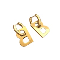 Catalogue de luxe en acier inoxydable boucle d'oreille célèbre lettre B boucles d'oreilles classique goutte boucle d'oreille femmes mode bijoux fins