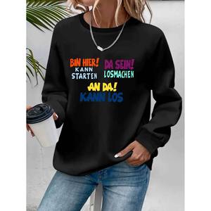 Sudadera con Capucha Personalizada para Mujer, Transpirable, Ecológica, de Manga Larga, Talla Grande, con Estampado Otoñal 'BIN HIER DA SEIN KANN STARTEN' - Product Image 2