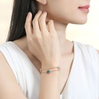Bracelet à maillons pour femme en or rose plaqué S925 avec malachite et trèfle à quatre feuilles, luxe et haute couture