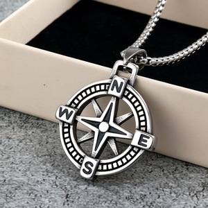 yunnique Stainless Steel Nautical <b>Compass</b> Pendant Men's Necklace Nordic Style Themed Charm Gift Jewelry - Product Image 2