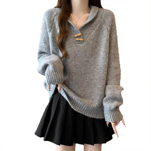 Pull en maille à col châle, style décontracté, manches longues, nouveau style, hiver, mode haut de gamme, tricot, haut - Product Image 3