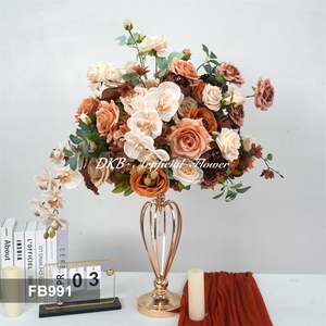 DKB Boule de fleurs artificielles de 50 cm, artisanat précis, <span class=keywords><strong>orange</strong></span> brûlé et rose vif, pour la décoration de centre de table de mariage - Product Image 3