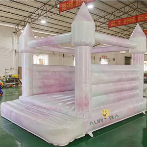 Aurora - Vente flash - Petit trampoline commercial écologique en PVC, taille/couleur personnalisable, trampoline pour tout-petits, château gonflable tie-dye blanc - Product Image 3