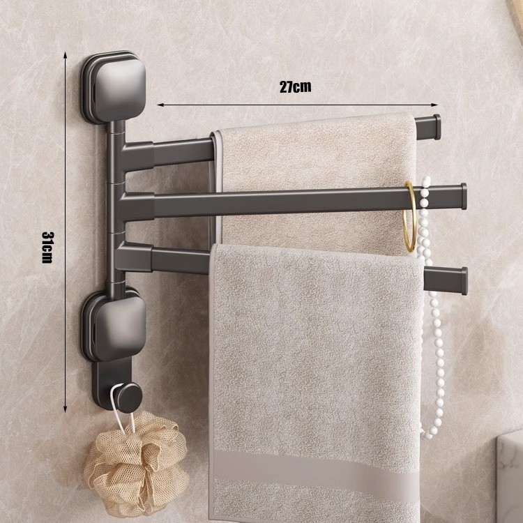 Gunmetal Gray - Three Rods [Non-marking Suction Cup 180° Rotatable]