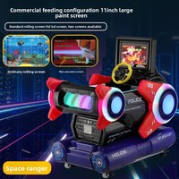 Space Rangers MP5 Machine de jeu de balançoire Kiddie Ride à pièces 6 ans et plus Carrousel d'arcade électronique Lumières LED Construction en métal
