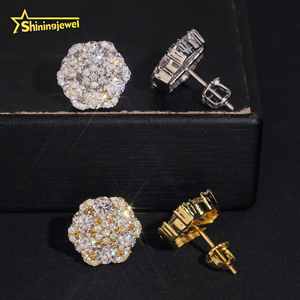 Boucles <span class=keywords><strong>d</strong></span>'Oreilles Clous Moissanite VVS en <span class=keywords><strong>Argent</strong></span> 925, 13mm, Serties Glacées, Dos Vissé, Rondes, Style Hip Hop, Expédition depuis Entrepôt USA - Product Image 3