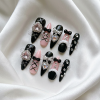 Faux ongles en acrylique faits à la main, vente en gros, motif 3D Flare pour fêtes et usage quotidien, style gothique personnalisé, en vrac