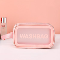 Trousse de maquillage de voyage en toile à motif de lettres imperméable à l'eau avec kit de pochette à fermeture éclair transparente (logo personnalisé accepté)