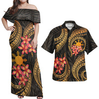 Dropship OEM Ensemble pour couple polynésien Plus Size Maxi Robe Femme Combo Hawaii Chemise