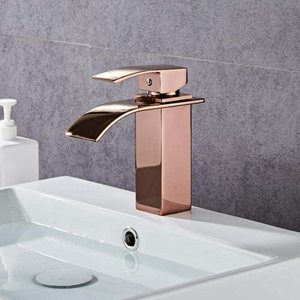 Rubinetto per lavabo da bagno in oro <span class=keywords><strong>rosa</strong></span> rubinetto per lavabo in oro <span class=keywords><strong>rosa</strong></span> caldo e freddo rubinetto per lavabo miscelatore a cascata quadrato in oro per bagno - Product Image 3