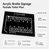 Panneau en acrylique braille, plan tactile des toilettes pour femmes, plaque de guidage personnalisable pour l'aménagement des toilettes publiques