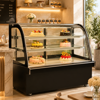 Vitrine réfrigérée pour gâteaux à double courbure en verre de 1200 mm, capacité 2 à 10 gâteaux ℃   Vitrine réfrigérée pour pâtisseries et desserts pour boulangerie