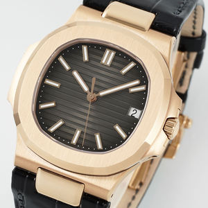 Montre mécanique de luxe en or rose pour hommes, bracelet en cuir de crocodile noir, lunette octogonale, affichage de la date, montre-bracelet haut de gamme pour affaires - Product Image 2