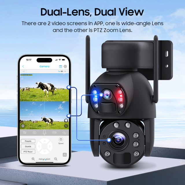 2025 24/7 6MP CMOS AOV 20X Zoom 30W Solar Battery Security Camera with Two-way Audio Cloud Storage PTZ