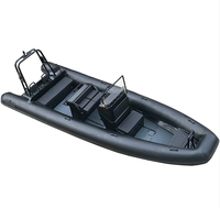 Bateaux pneumatiques de patrouille RIB Orca Hypalon à coque en V profond en aluminium de 23 pieds, noirs, haute vitesse, à vendre