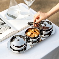 Premium RVS Thee- en Snackserveerset voor Thuis, Koffietafel, Snoep, Dessert, Droogfruit Schaal