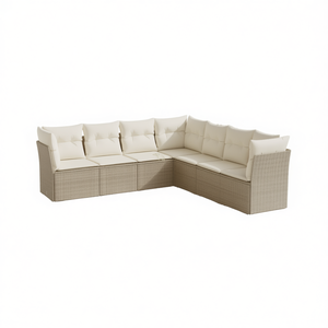 Ensemble de canapés de jardin en rotin beige 8 places, mobilier d'extérieur au design contemporain, canapé sectionnel confortable - Product Image 1