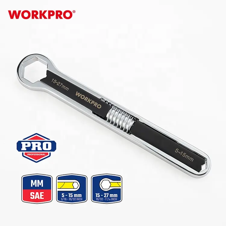 WORKPRO 5-27mm 3/16 "-1 1/16" 미터법과 SAE 조정가능한 보편적인 렌치