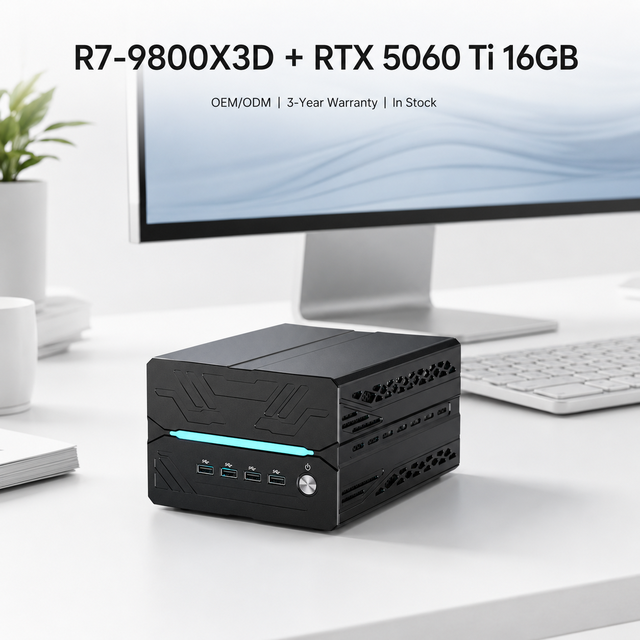 Mini PC Gaming R9 9950X3D RTX 5060 Ti 16GB WiFi 7 Bt 5.4 4K 60Hz Output Compact Gaming PC 32GB DDR5 RAM 2TB SSD High Quality PC